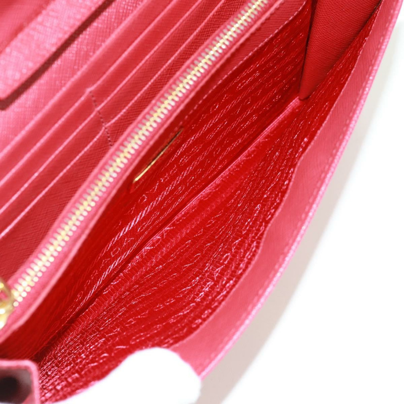 【日本直送】PRADA 鏈條肩包皮夾 Safiano 皮革 紅色 金色 Auth 168938V-24