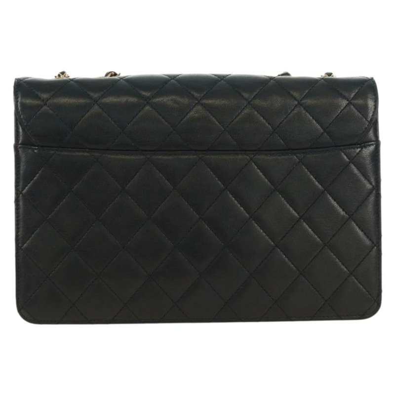 【日本直送】香奈兒 (CHANEL) 鏈條絎縫肩背包，黑色皮革，金色雙C標誌，正品編號 168933SAM-1