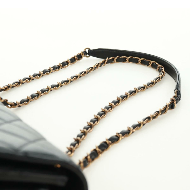 【日本直送】香奈兒 (CHANEL) 鏈條絎縫肩背包，黑色皮革，金色雙C標誌，正品編號 168933SAM-13