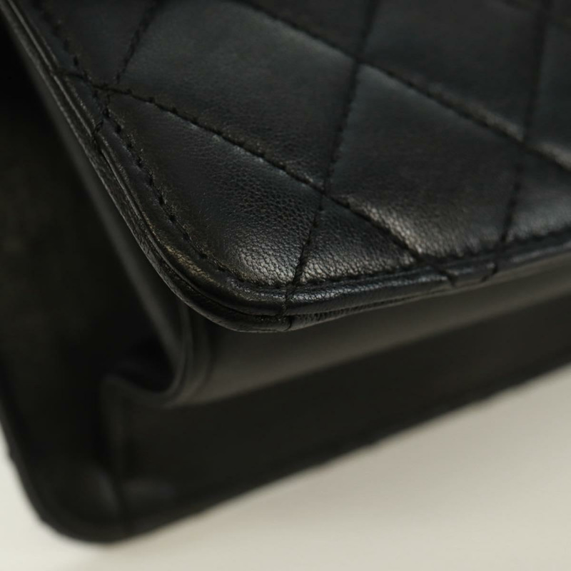 【日本直送】香奈兒 (CHANEL) 鏈條絎縫肩背包，黑色皮革，金色雙C標誌，正品編號 168933SAM-14