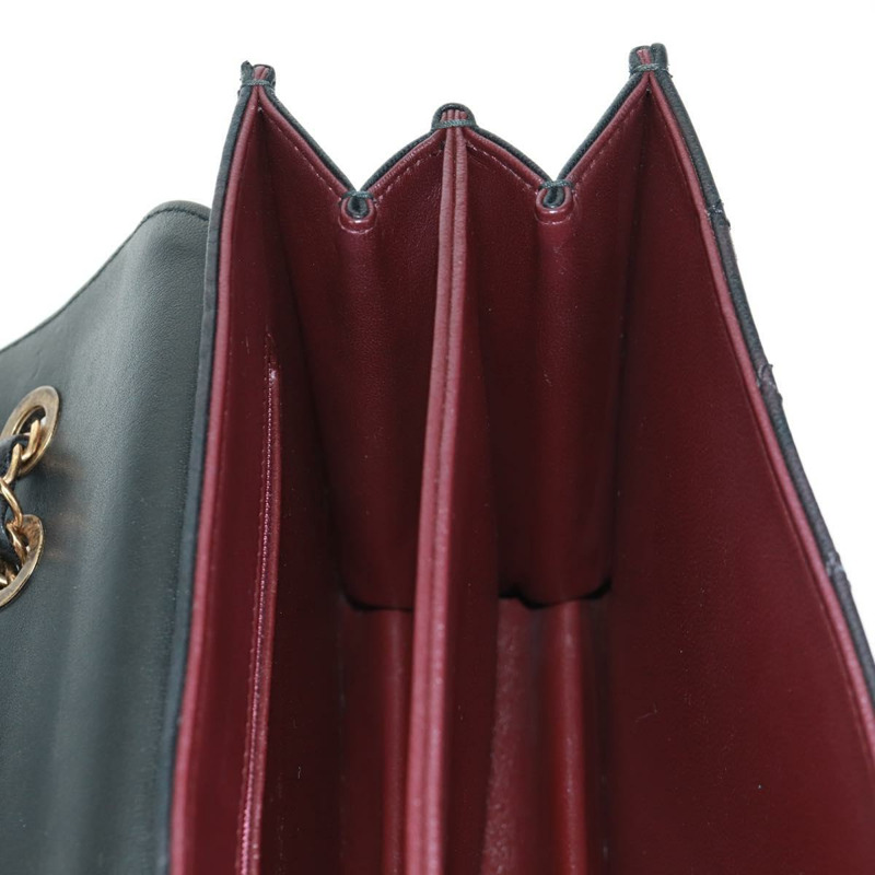 【日本直送】香奈兒 (CHANEL) 鏈條絎縫肩背包，黑色皮革，金色雙C標誌，正品編號 168933SAM-23