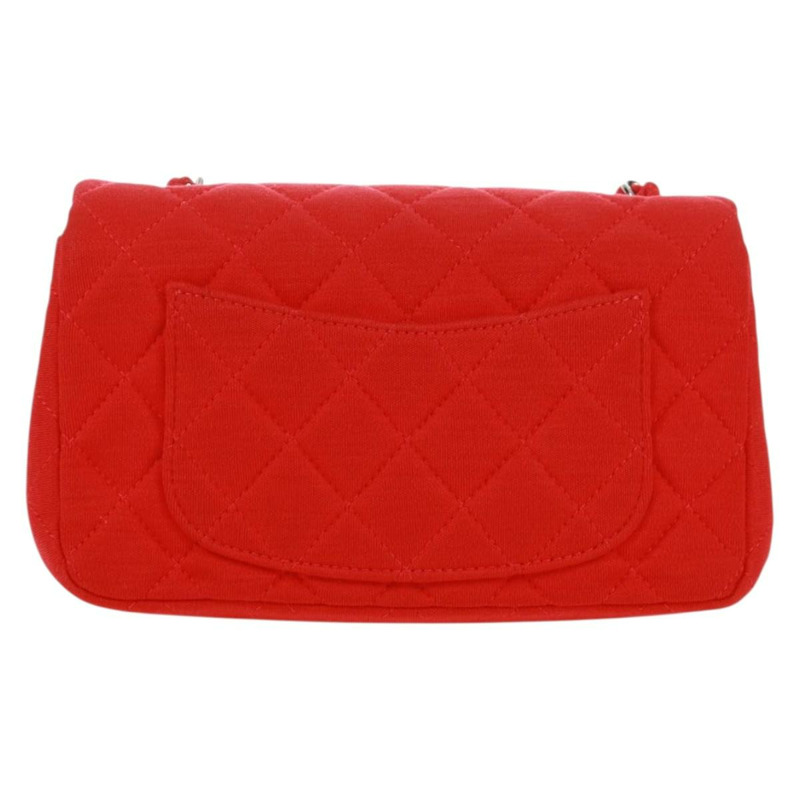 【日本直送】香奈兒迷你絎縫20鏈條單肩包，棉質，紅色，銀色雙C標誌，正品編號168936SAM-1