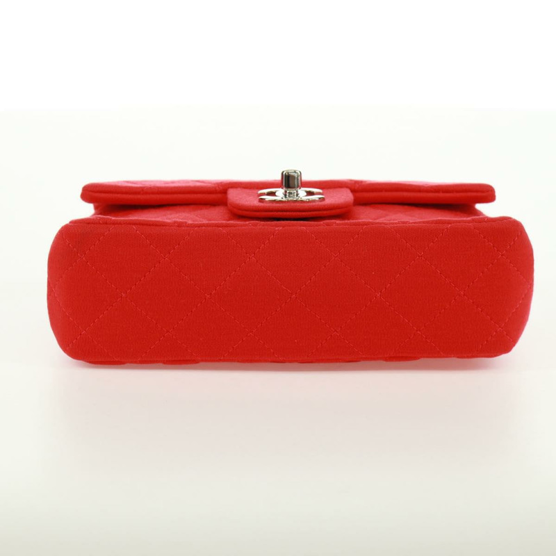 【日本直送】香奈兒迷你絎縫20鏈條單肩包，棉質，紅色，銀色雙C標誌，正品編號168936SAM-4