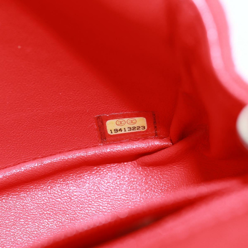 【日本直送】香奈兒迷你絎縫20鏈條單肩包，棉質，紅色，銀色雙C標誌，正品編號168936SAM-9