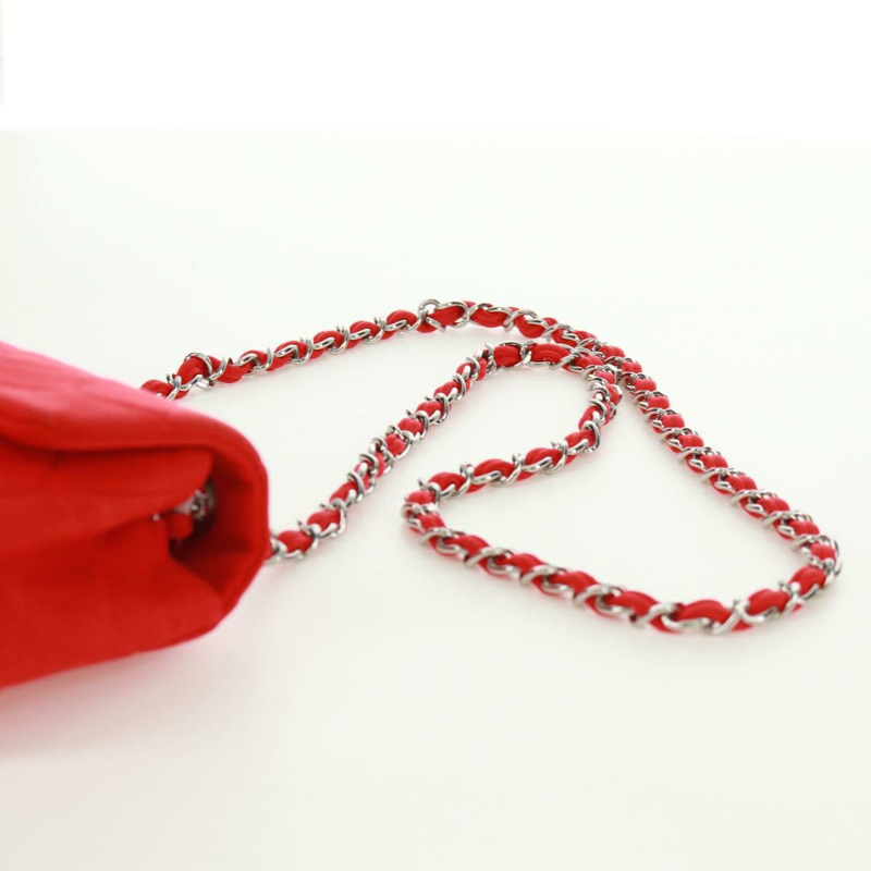 【日本直送】香奈兒迷你絎縫20鏈條單肩包，棉質，紅色，銀色雙C標誌，正品編號168936SAM-13