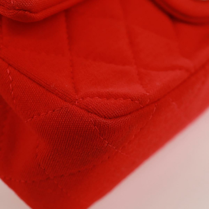 【日本直送】香奈兒迷你絎縫20鏈條單肩包，棉質，紅色，銀色雙C標誌，正品編號168936SAM-14