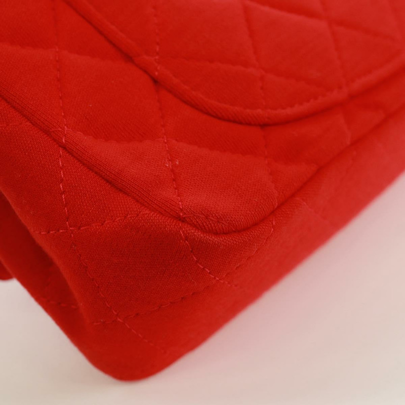 【日本直送】香奈兒迷你絎縫20鏈條單肩包，棉質，紅色，銀色雙C標誌，正品編號168936SAM-16