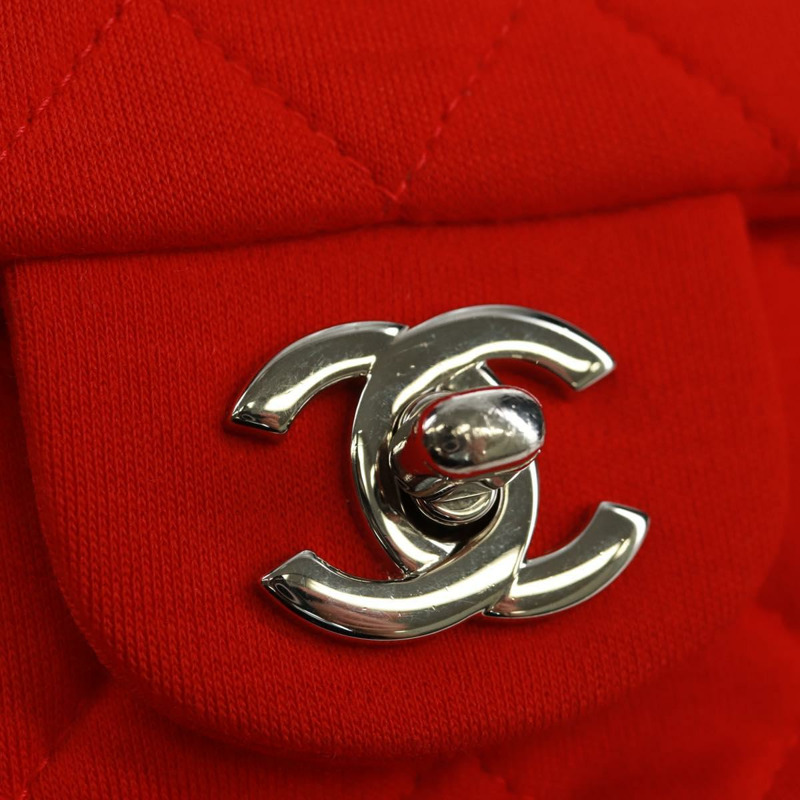【日本直送】香奈兒迷你絎縫20鏈條單肩包，棉質，紅色，銀色雙C標誌，正品編號168936SAM-18