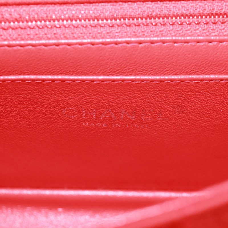 【日本直送】香奈兒迷你絎縫20鏈條單肩包，棉質，紅色，銀色雙C標誌，正品編號168936SAM-20