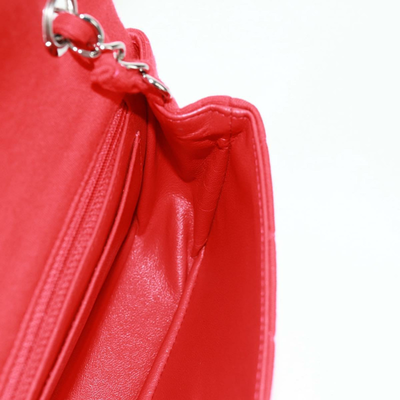 【日本直送】香奈兒迷你絎縫20鏈條單肩包，棉質，紅色，銀色雙C標誌，正品編號168936SAM-21