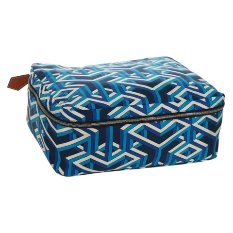 愛馬仕 Ousdevoyage PM 手拿包 絲綢藍 正品 ti3647SM