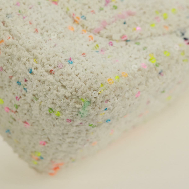 【日本直送】香奈兒迷你絎縫鏈條肩背包，斜紋軟呢布料，白色，金色雙C標誌，正品 ti3635SM-15