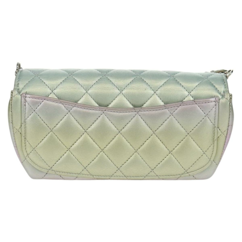 【日本直送】香奈兒鏈條肩包，絎縫皮革，紫色，銀色雙C標誌，正品編號172041SAM-1