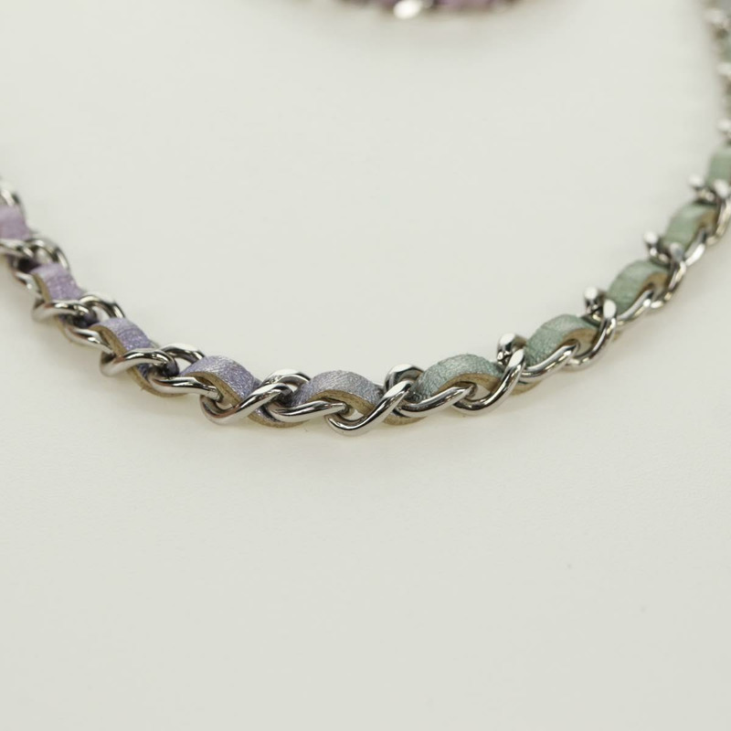 【日本直送】香奈兒鏈條肩包，絎縫皮革，紫色，銀色雙C標誌，正品編號172041SAM-6