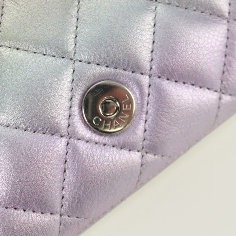 【日本直送】香奈兒鏈條肩包，絎縫皮革，紫色，銀色雙C標誌，正品編號172041SAM-7