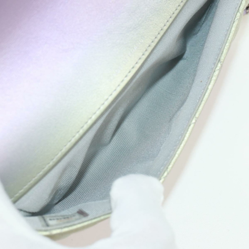 【日本直送】香奈兒鏈條肩包，絎縫皮革，紫色，銀色雙C標誌，正品編號172041SAM-8