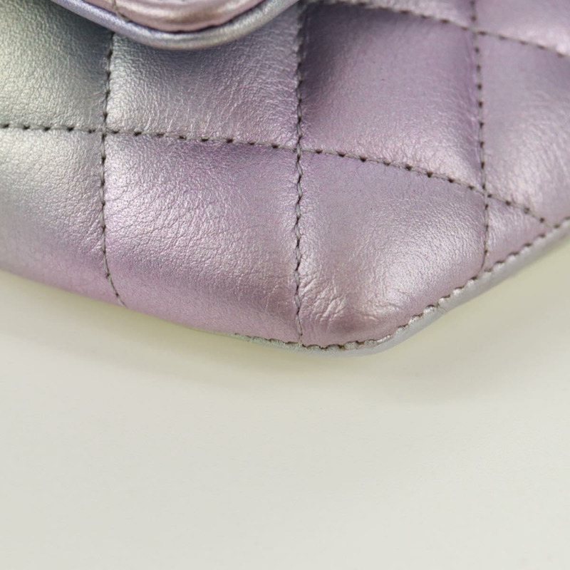 【日本直送】香奈兒鏈條肩包，絎縫皮革，紫色，銀色雙C標誌，正品編號172041SAM-15