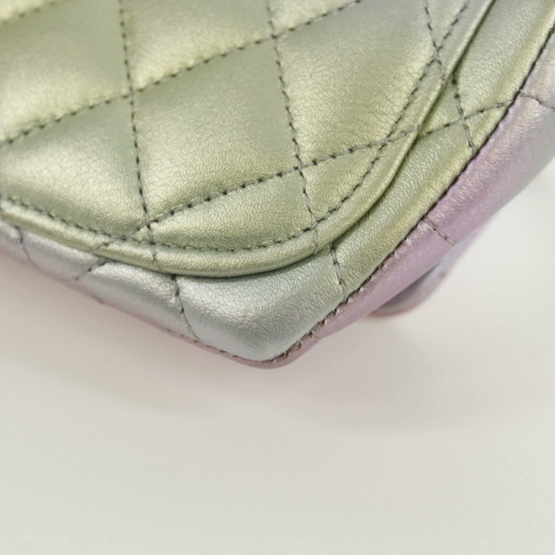 【日本直送】香奈兒鏈條肩包，絎縫皮革，紫色，銀色雙C標誌，正品編號172041SAM-18