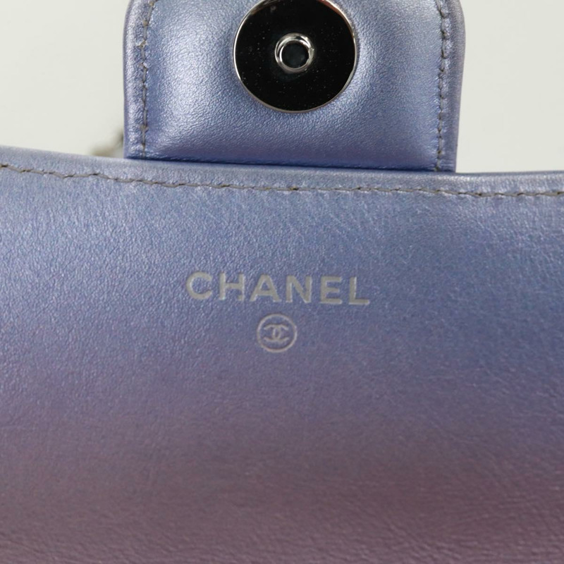 【日本直送】香奈兒鏈條肩包，絎縫皮革，紫色，銀色雙C標誌，正品編號172041SAM-21