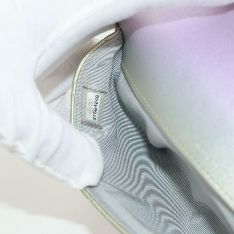 【日本直送】香奈兒鏈條肩包，絎縫皮革，紫色，銀色雙C標誌，正品編號172041SAM-23