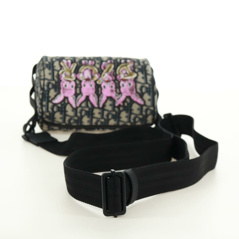 【日本直送】Christian Dior Trotter帆布斜紋兔迷你拉桿包 海軍藍 正品 162245SAM-6