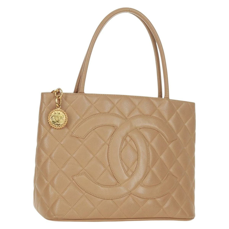 【日本直送】香奈兒 (CHANEL) Matelasse Reprint 托特包，魚子醬紋理，米色，金色 CC 標誌，正品編號 161734SAV-0