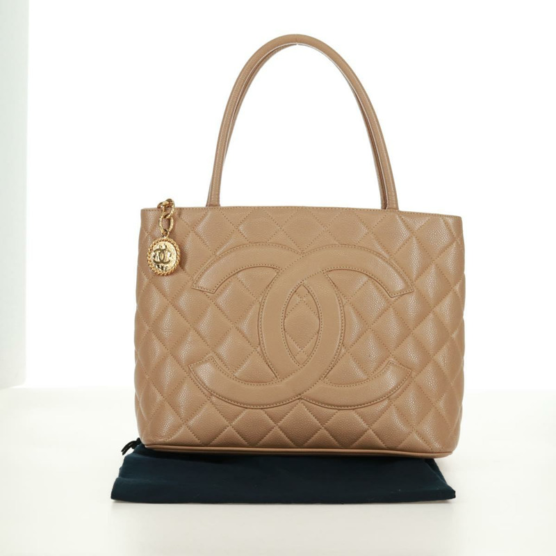 【日本直送】香奈兒 (CHANEL) Matelasse Reprint 托特包，魚子醬紋理，米色，金色 CC 標誌，正品編號 161734SAV-11