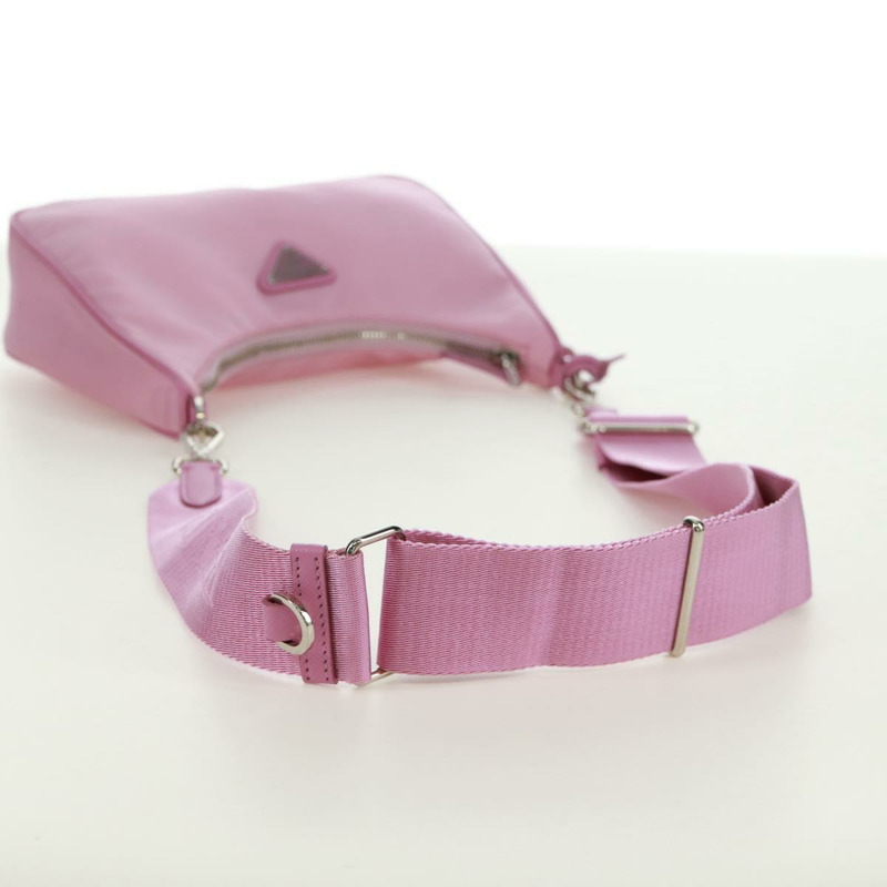 【日本直送】PRADA 尼龍粉紅銀色單肩包 正品 161747SAM-6