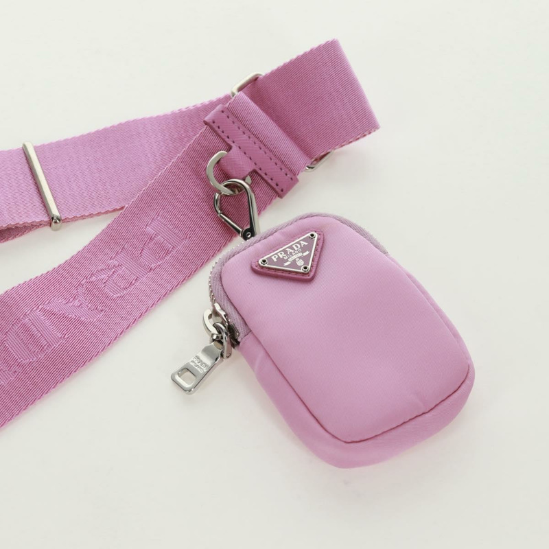 【日本直送】PRADA 尼龍粉紅銀色單肩包 正品 161747SAM-26
