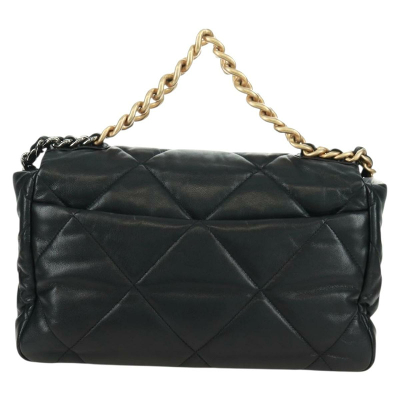 【日本直送】香奈兒 (CHANEL) 大號翻蓋鏈條包 Chanel 19 羊皮兩用包 黑色 金色 CC 標誌 Auth 161748SM-1