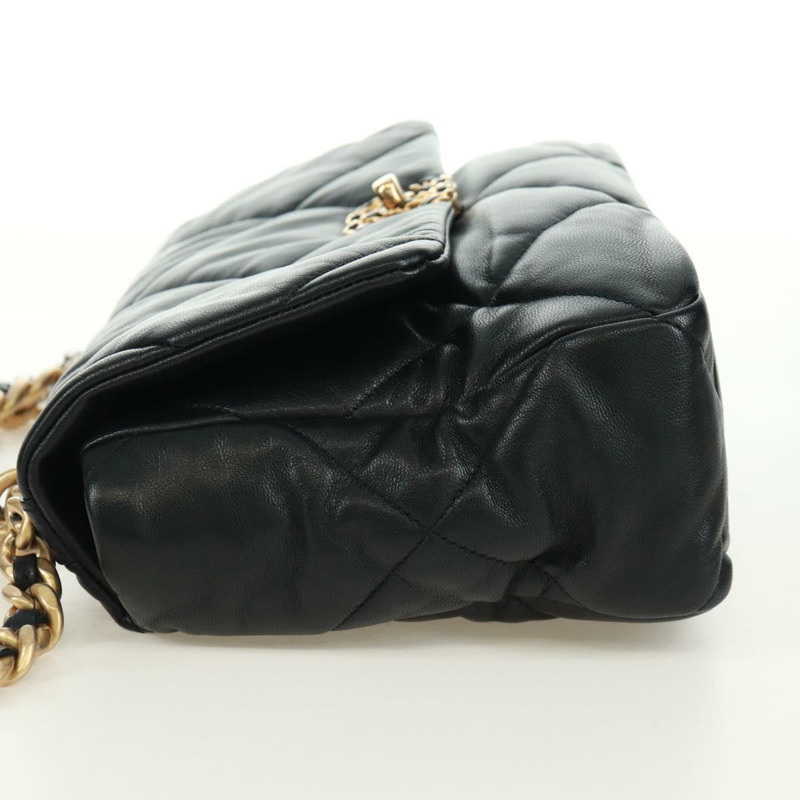 【日本直送】香奈兒 (CHANEL) 大號翻蓋鏈條包 Chanel 19 羊皮兩用包 黑色 金色 CC 標誌 Auth 161748SM-2