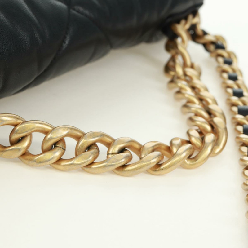 【日本直送】香奈兒 (CHANEL) 大號翻蓋鏈條包 Chanel 19 羊皮兩用包 黑色 金色 CC 標誌 Auth 161748SM-6