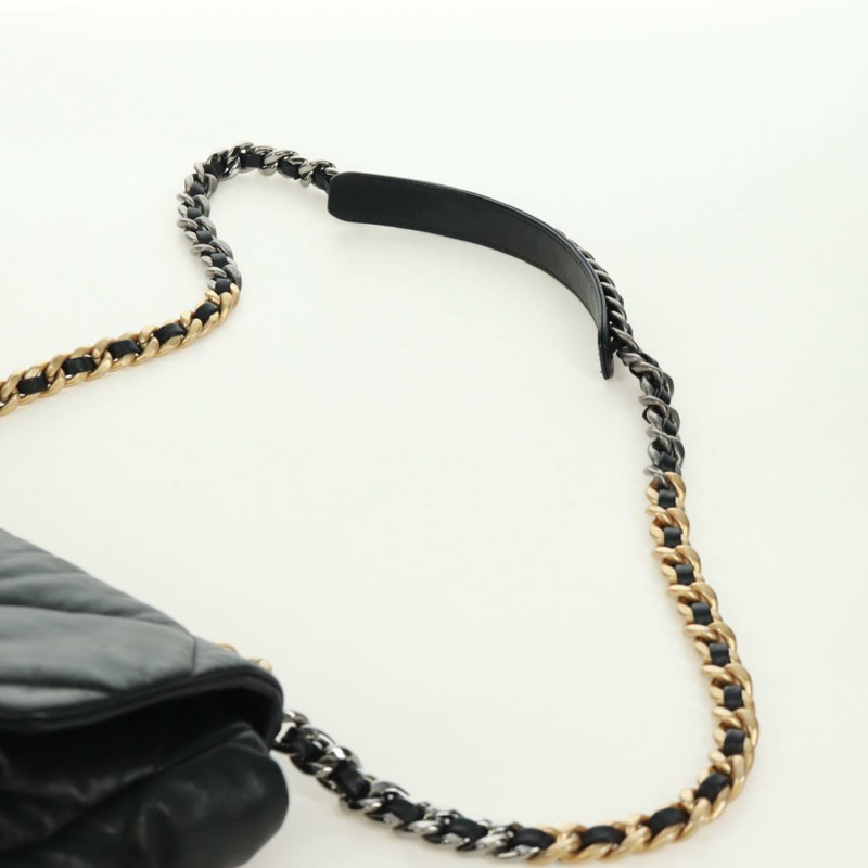 【日本直送】香奈兒 (CHANEL) 大號翻蓋鏈條包 Chanel 19 羊皮兩用包 黑色 金色 CC 標誌 Auth 161748SM-14