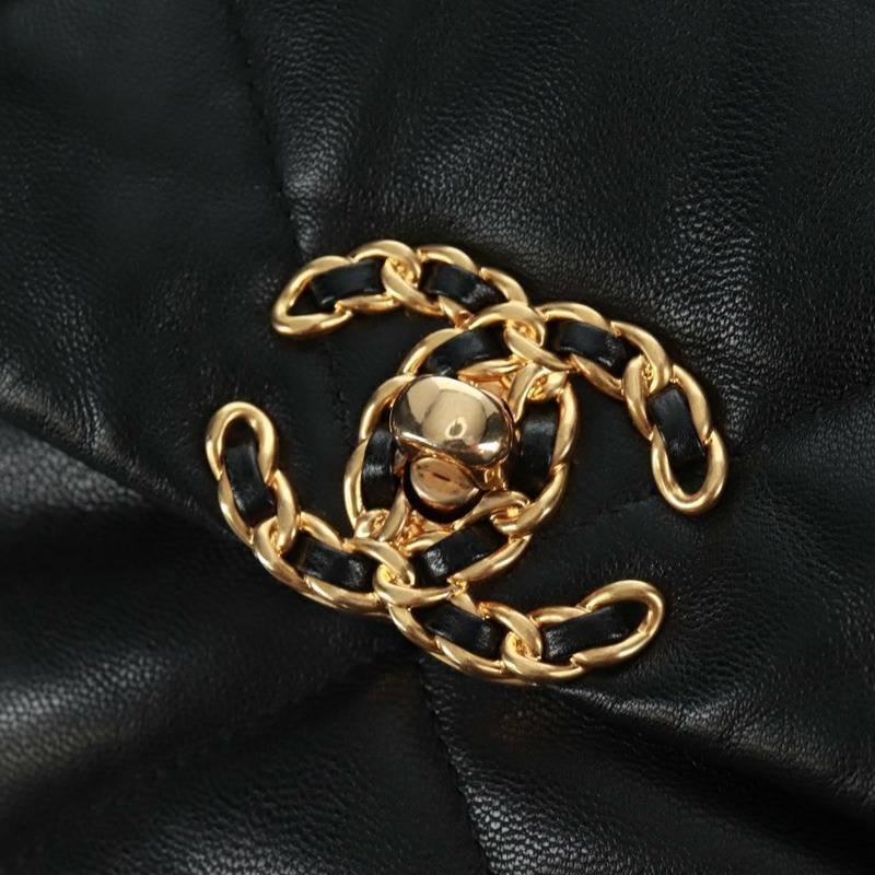 【日本直送】香奈兒 (CHANEL) 大號翻蓋鏈條包 Chanel 19 羊皮兩用包 黑色 金色 CC 標誌 Auth 161748SM-19