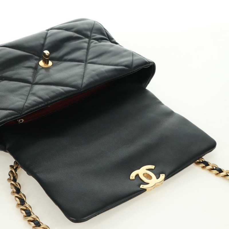 【日本直送】香奈兒 (CHANEL) 大號翻蓋鏈條包 Chanel 19 羊皮兩用包 黑色 金色 CC 標誌 Auth 161748SM-20