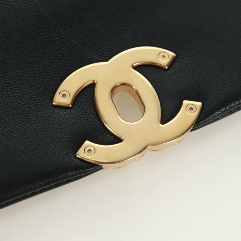 【日本直送】香奈兒 (CHANEL) 大號翻蓋鏈條包 Chanel 19 羊皮兩用包 黑色 金色 CC 標誌 Auth 161748SM-21