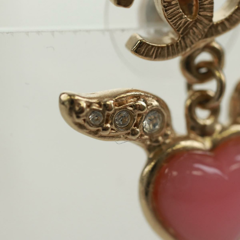 【日本直送】香奈兒 COCO 標誌搖擺心型穿孔金屬粉紅色 CC Auth 165836V-7