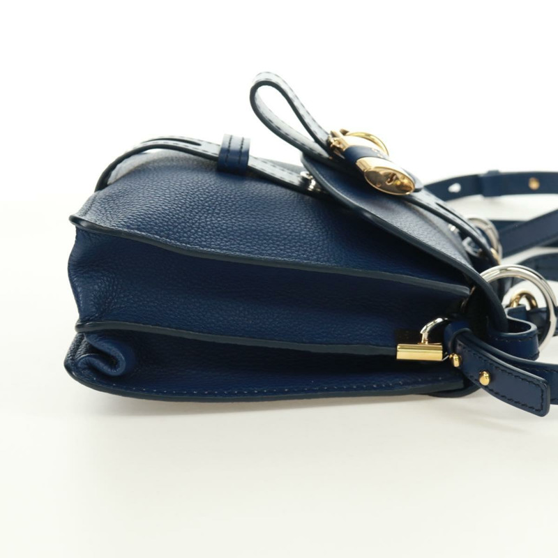 【日本直送】Chloe Abbey Smallday 手提包 皮革 2way Blue Gold Silver Auth am10710V-4