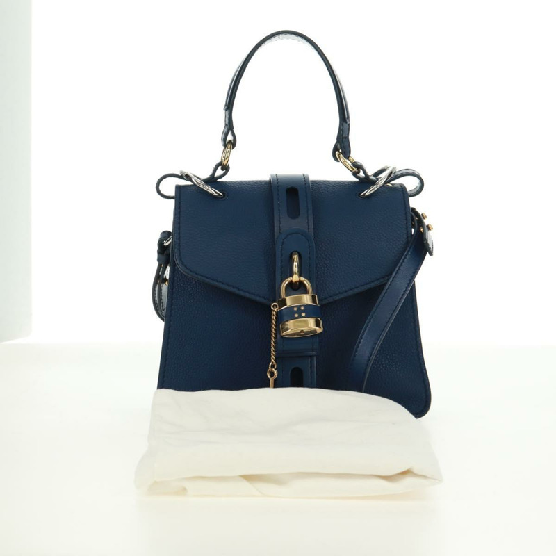 【日本直送】Chloe Abbey Smallday 手提包 皮革 2way Blue Gold Silver Auth am10710V-11