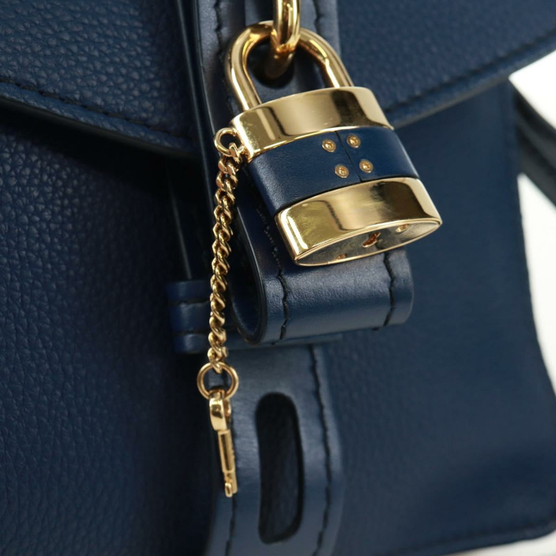 【日本直送】Chloe Abbey Smallday 手提包 皮革 2way Blue Gold Silver Auth am10710V-19