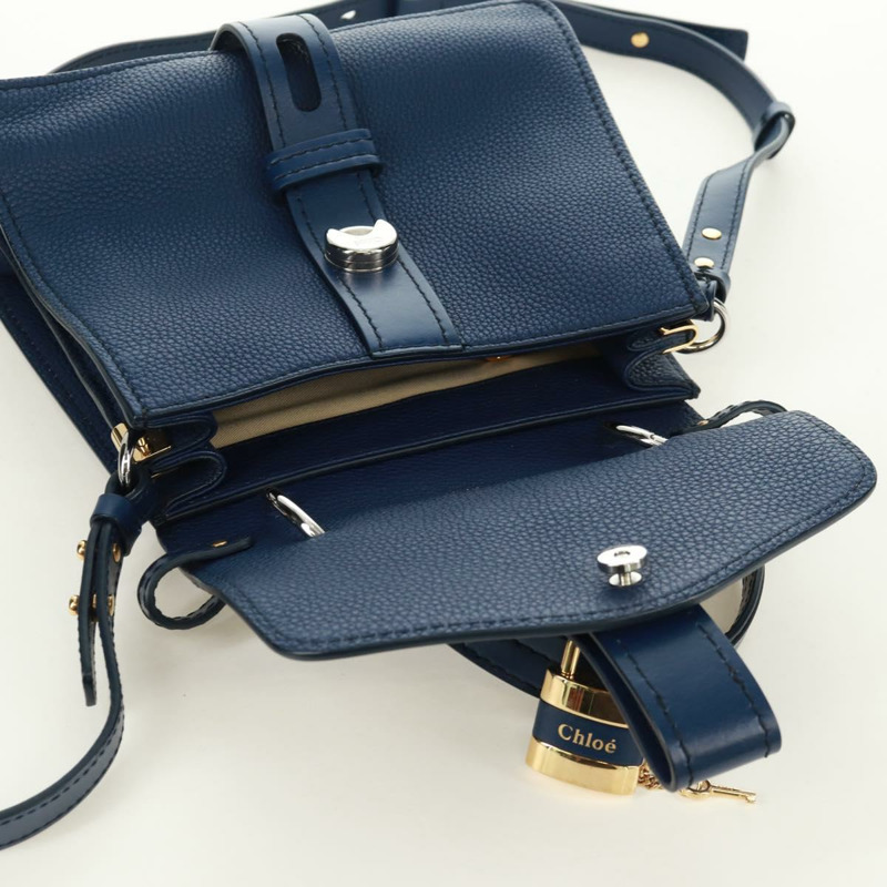 【日本直送】Chloe Abbey Smallday 手提包 皮革 2way Blue Gold Silver Auth am10710V-21