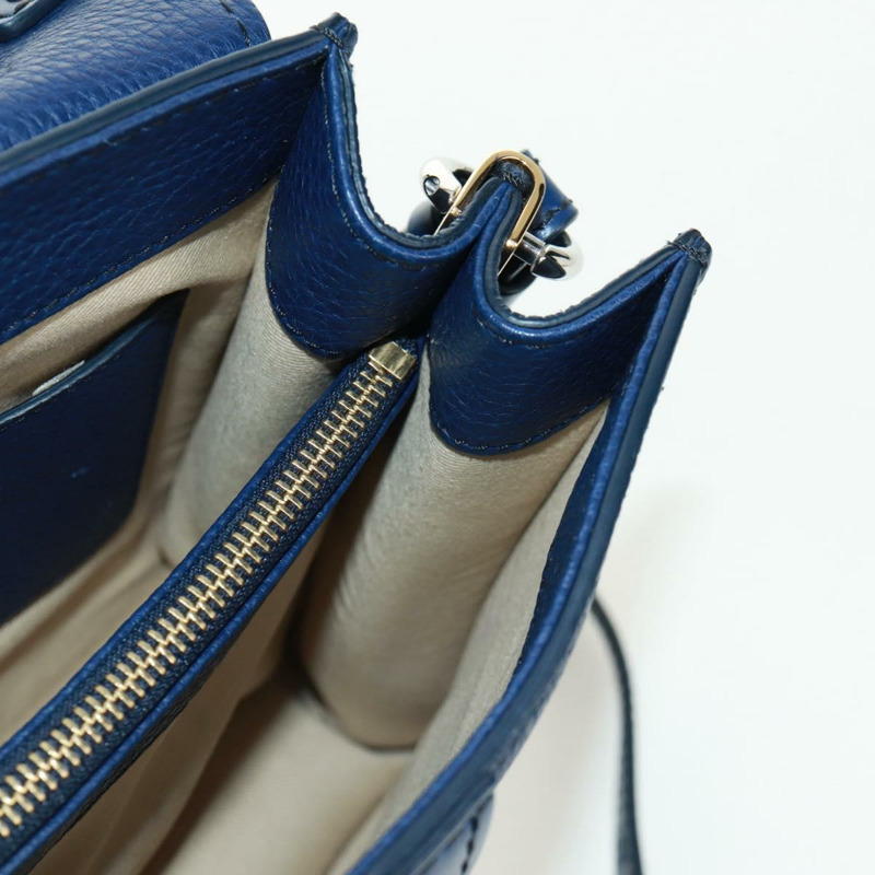 【日本直送】Chloe Abbey Smallday 手提包 皮革 2way Blue Gold Silver Auth am10710V-23