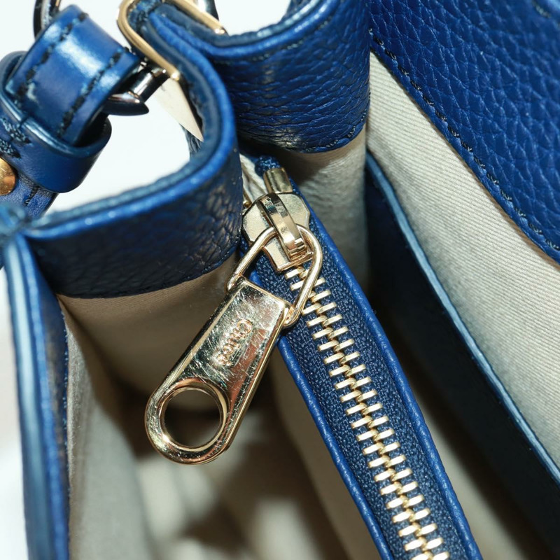 【日本直送】Chloe Abbey Smallday 手提包 皮革 2way Blue Gold Silver Auth am10710V-25