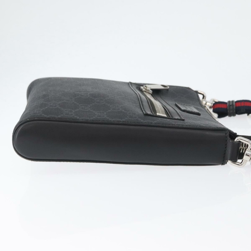 【日本直送】GUCCI GG Supreme Sherry Line 單肩包 PVC 黑色銀色 523599 正品 BA10640-2