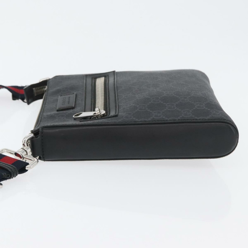 【日本直送】GUCCI GG Supreme Sherry Line 單肩包 PVC 黑色銀色 523599 正品 BA10640-3