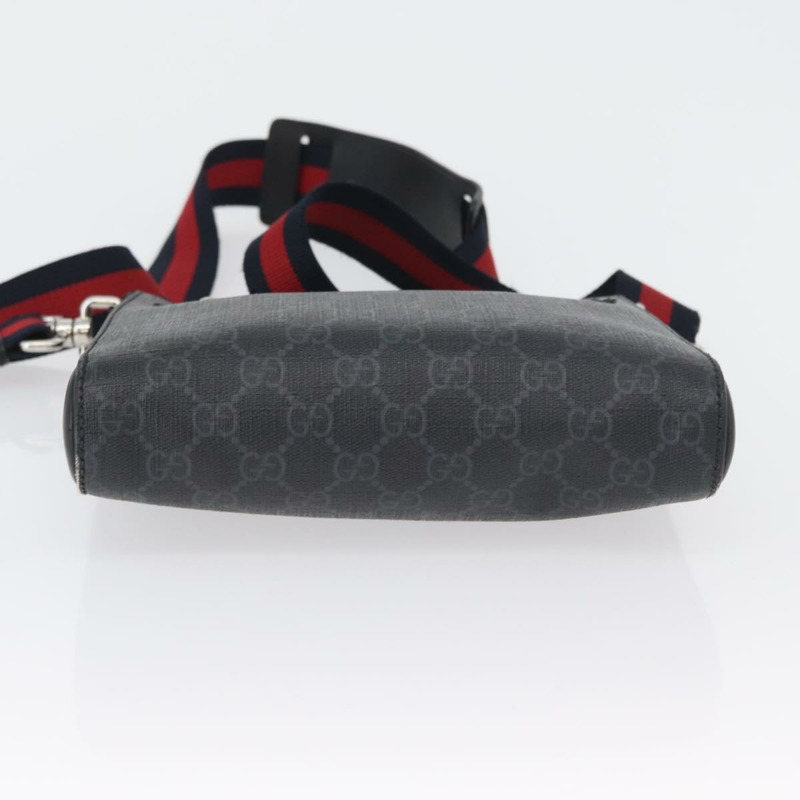 【日本直送】GUCCI GG Supreme Sherry Line 單肩包 PVC 黑色銀色 523599 正品 BA10640-4