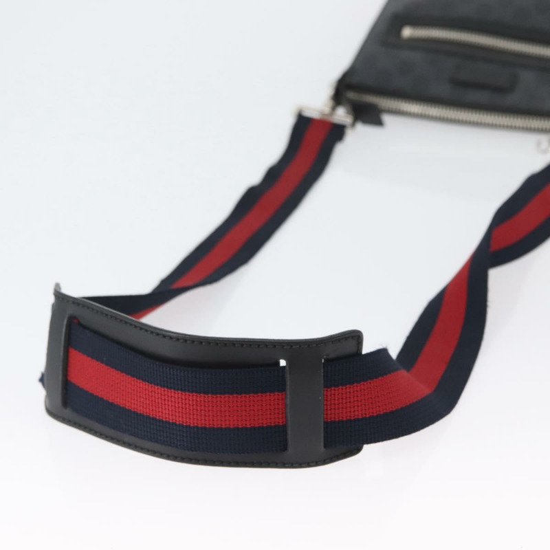 【日本直送】GUCCI GG Supreme Sherry Line 單肩包 PVC 黑色銀色 523599 正品 BA10640-6