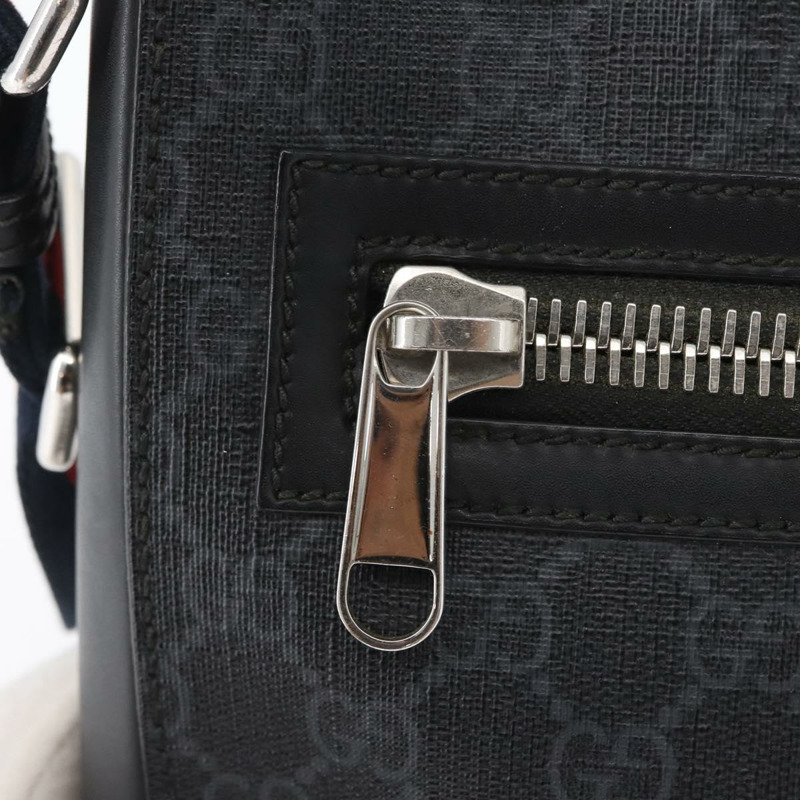 【日本直送】GUCCI GG Supreme Sherry Line 單肩包 PVC 黑色銀色 523599 正品 BA10640-18