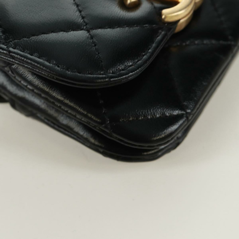 【日本直送】香奈兒 (CHANEL) Matelasse 黑色皮革手拿包，金色雙C標誌，正品編號 171856SAM-7