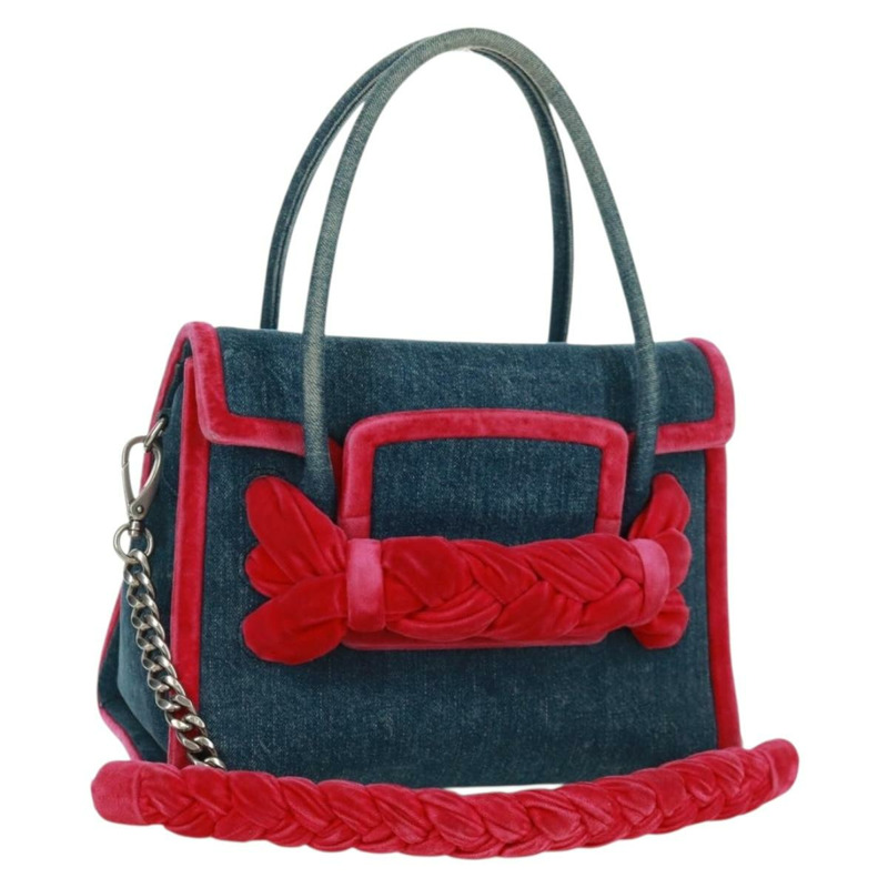 【日本直送】Miu Miu 鏈條單肩包 牛仔布 兩用 藍色 正品 170929V-0